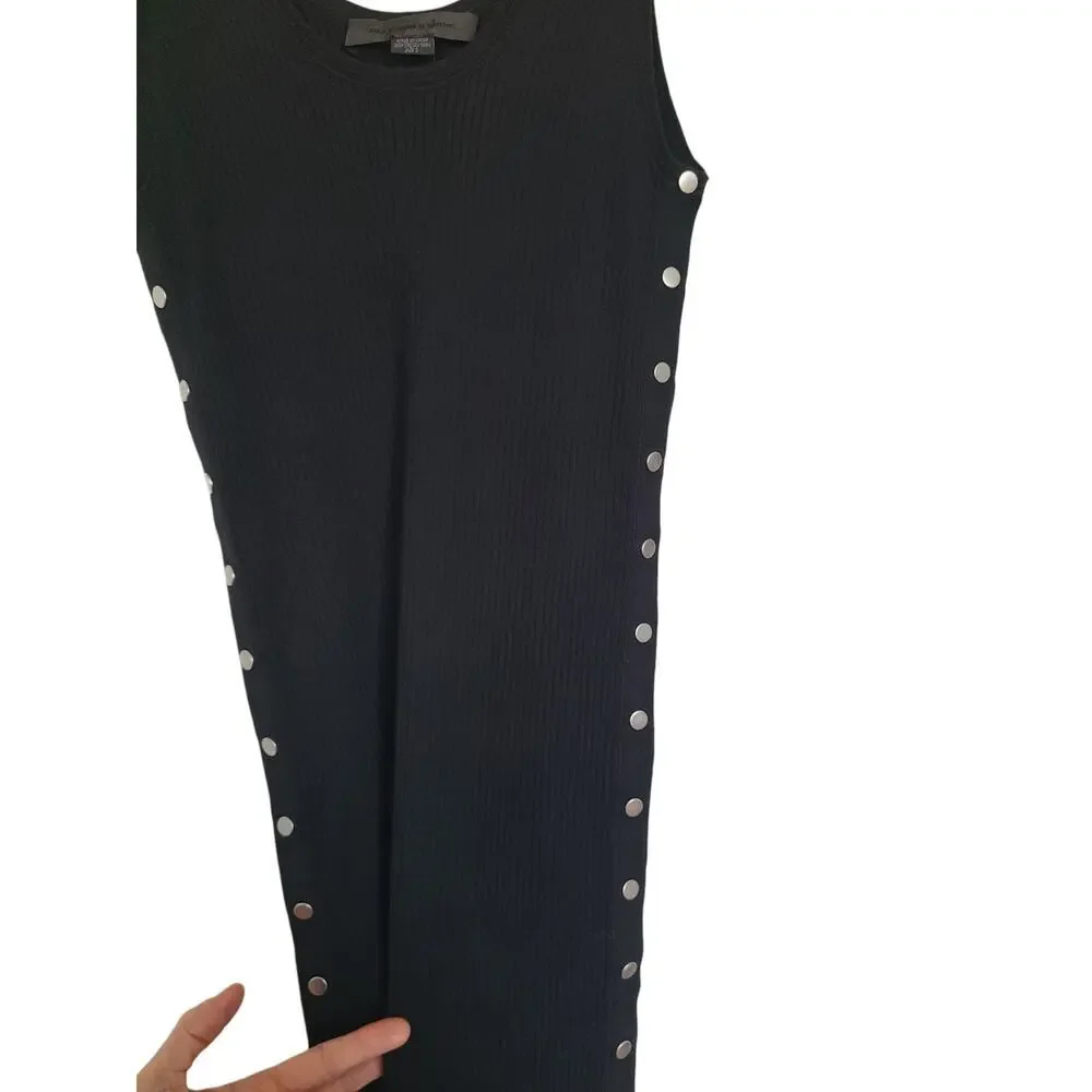 Alexander Wang Scoop Neck Ribbed Midi Dress Size Small Black - Picture 5 of 7